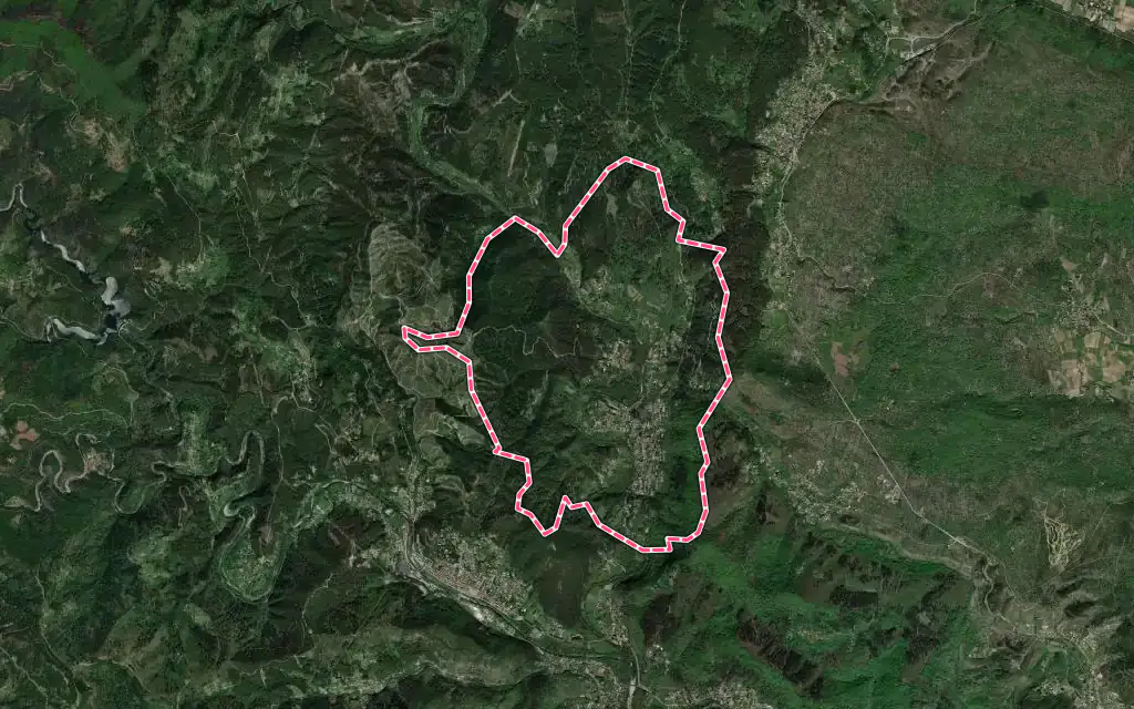 Vue satellite de Gagnières avec ses contours administratifs