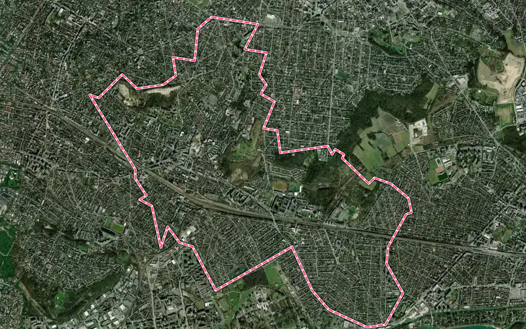 Vue satellite de Gagny avec ses contours administratifs