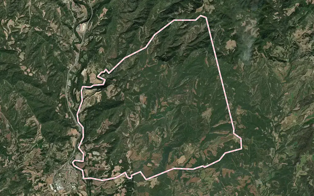 Vista satélite de Gaià con su contorno administrativo
