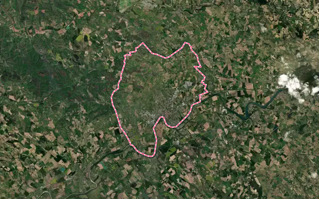 Vue satellite de Gaillac avec ses contours administratifs
