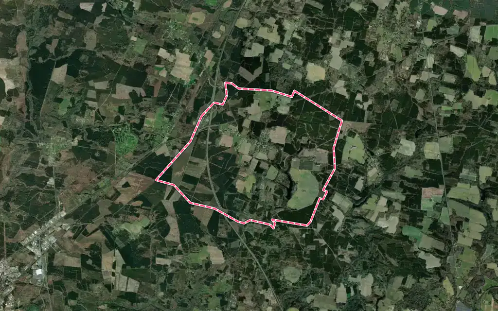 Vue satellite de Gaillères avec ses contours administratifs