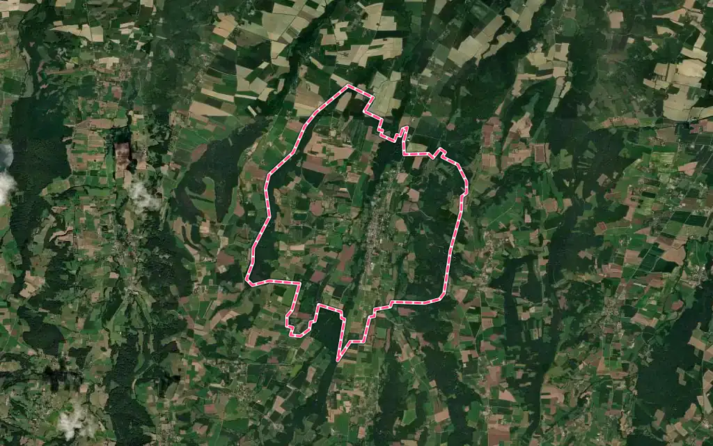 Vue satellite de Galan avec ses contours administratifs