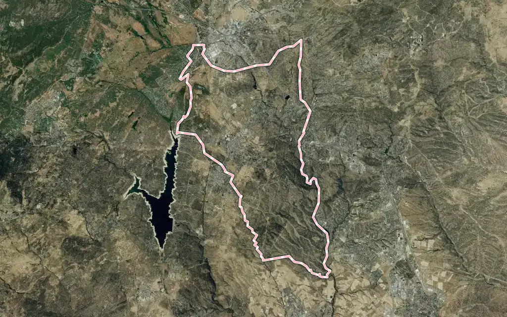 Vista satélite de Galapagar con su contorno administrativo