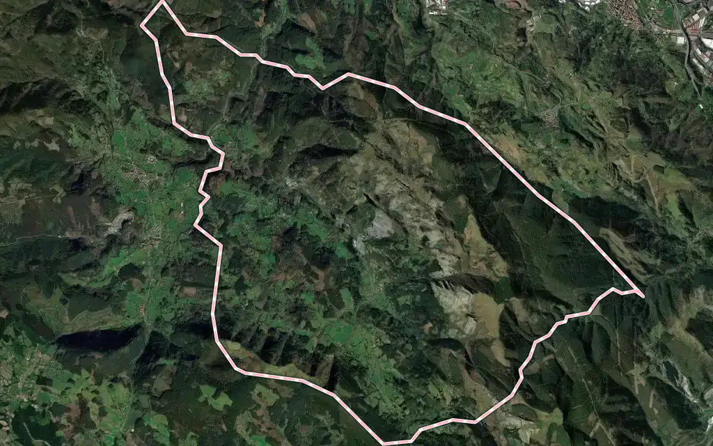 Vista satélite de Galdames con su contorno administrativo