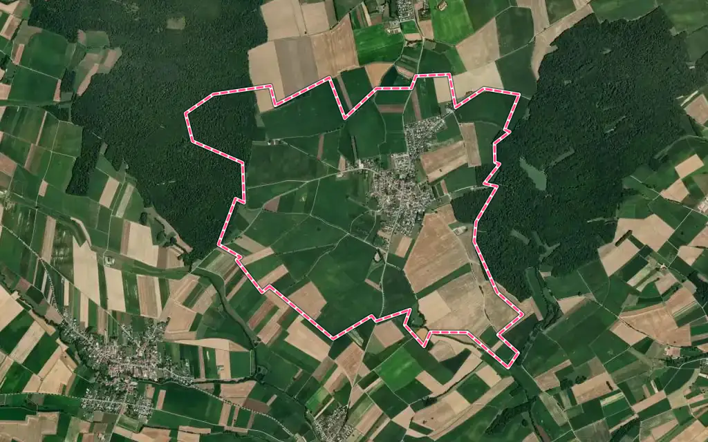 Vue satellite de Galfingue avec ses contours administratifs