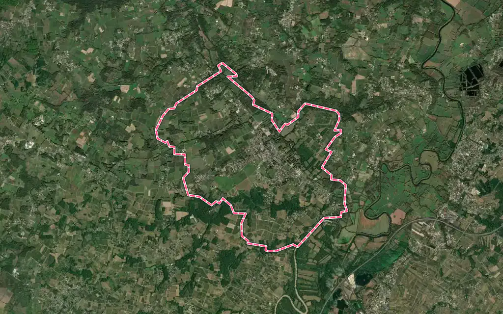 Vue satellite de Galgon avec ses contours administratifs