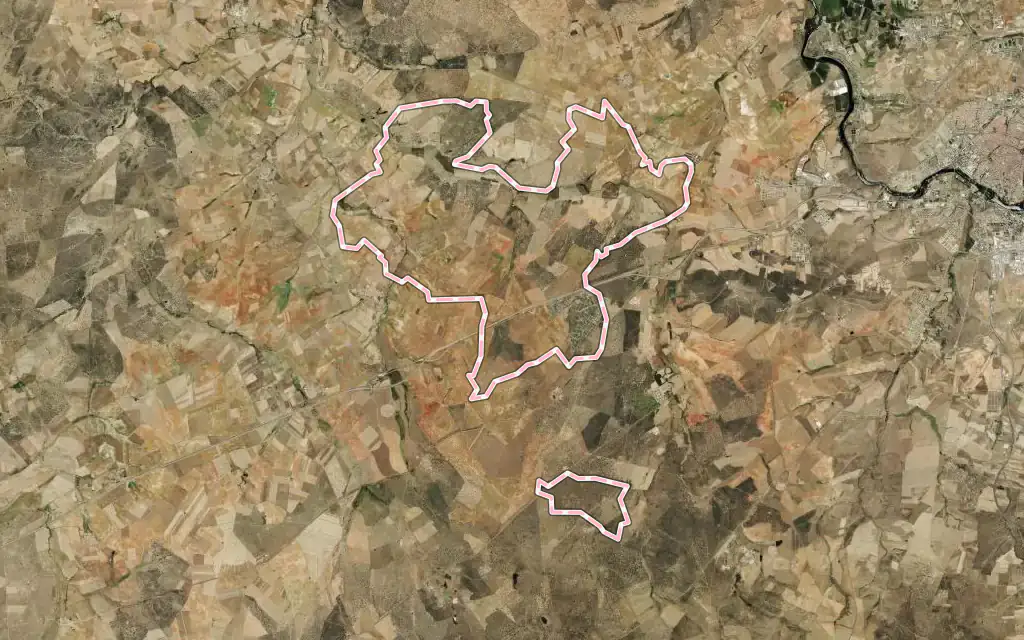 Vista satélite de Galindo y Perahuy con su contorno administrativo