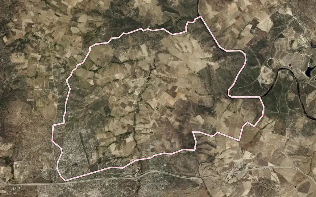 Vista satélite de Gallegos de Argañán con su contorno administrativo