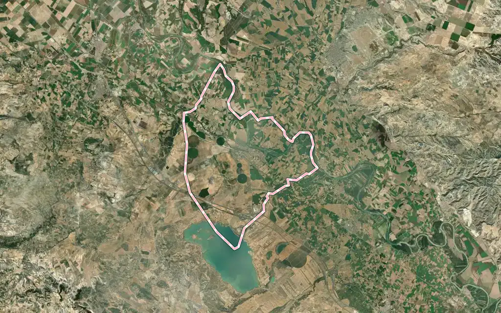 Vista satélite de Gallur con su contorno administrativo
