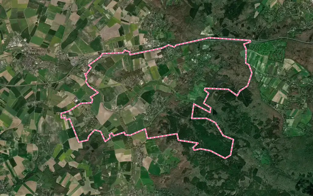 Vue satellite de Gambais avec ses contours administratifs