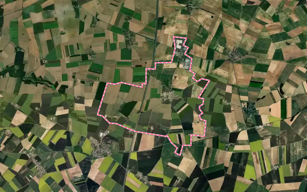 Vue satellite de Garancières-en-Beauce avec ses contours administratifs