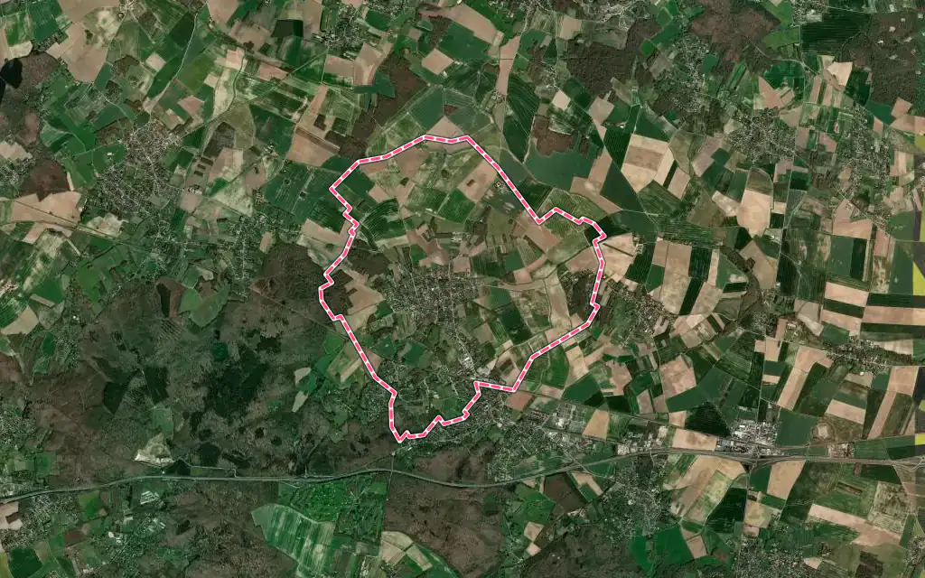 Vue satellite de Garancières avec ses contours administratifs