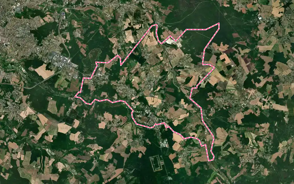 Vue satellite de Garat avec ses contours administratifs