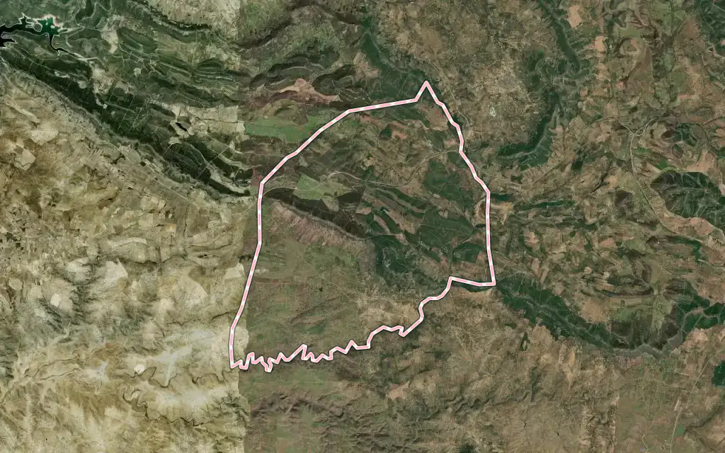 Vista satélite de Garbayuela con su contorno administrativo