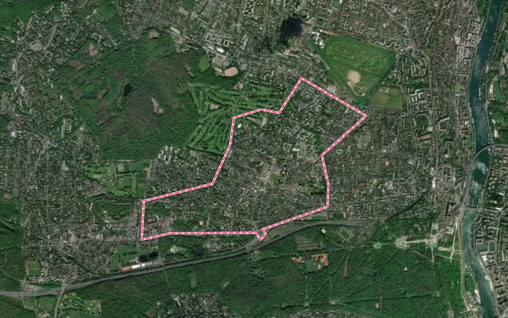 Vue satellite de Garches avec ses contours administratifs