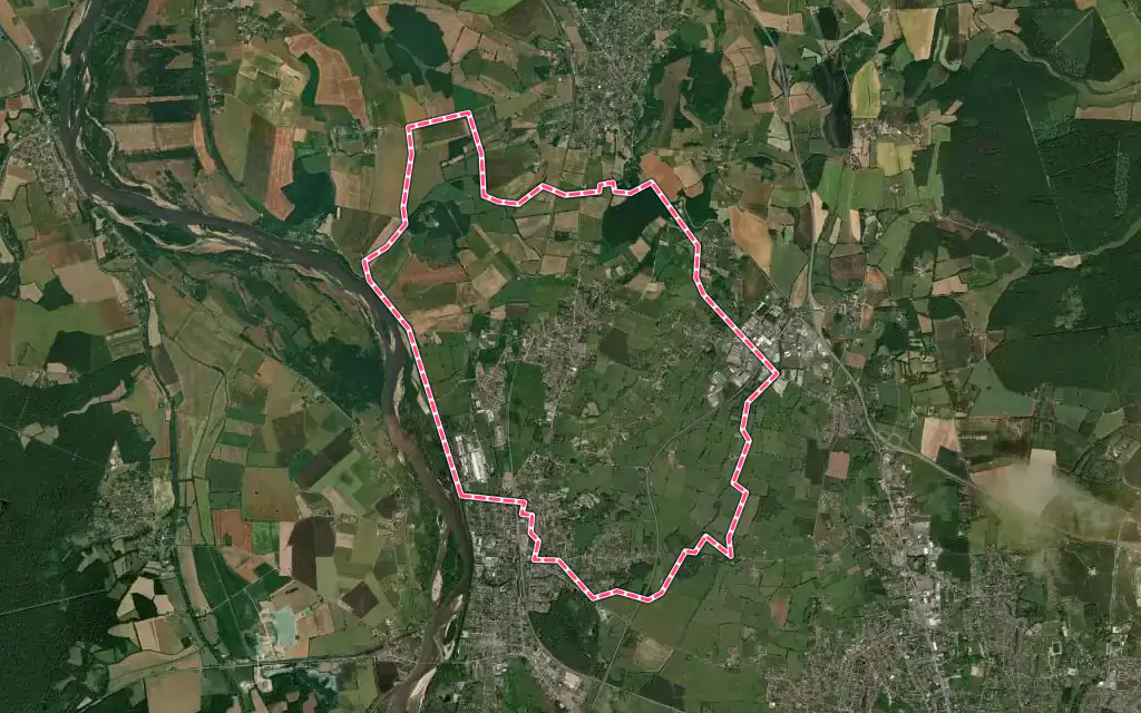 Vue satellite de Garchizy avec ses contours administratifs