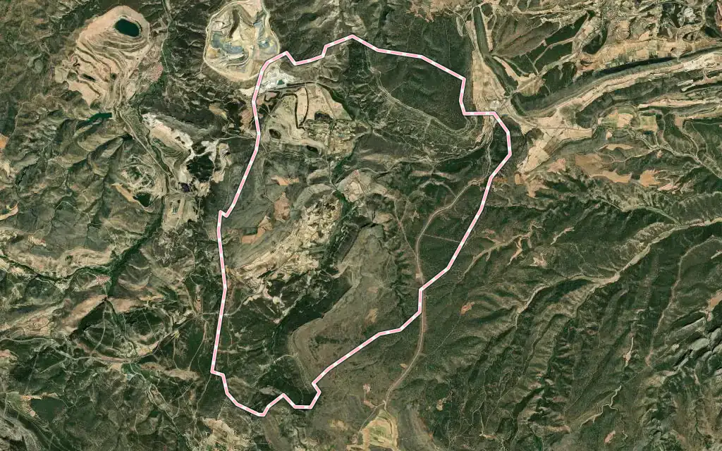 Vista satélite de Gargallo con su contorno administrativo