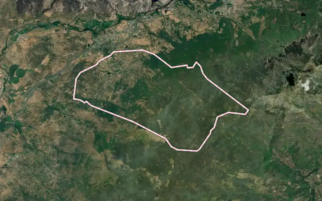 Vista satélite de Gargantilla con su contorno administrativo