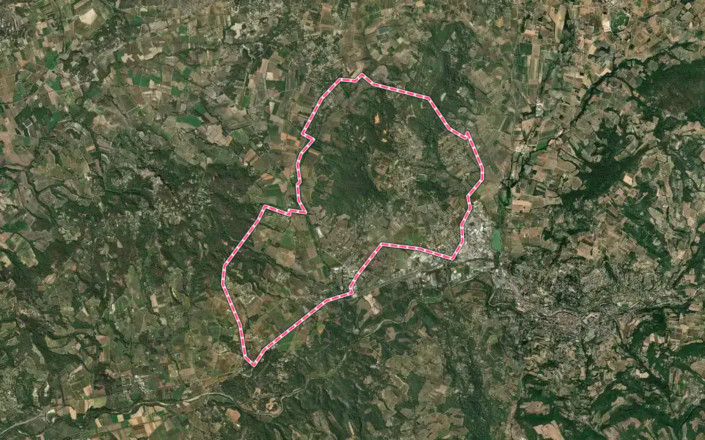 Vue satellite de Gargas avec ses contours administratifs