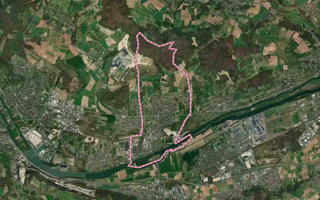Vue satellite de Gargenville avec ses contours administratifs
