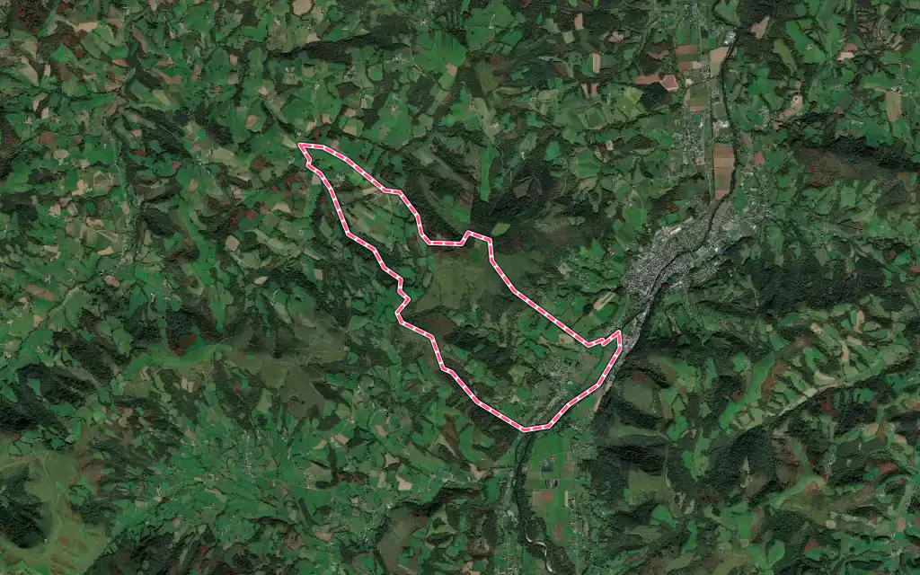 Vue satellite de Garindein avec ses contours administratifs