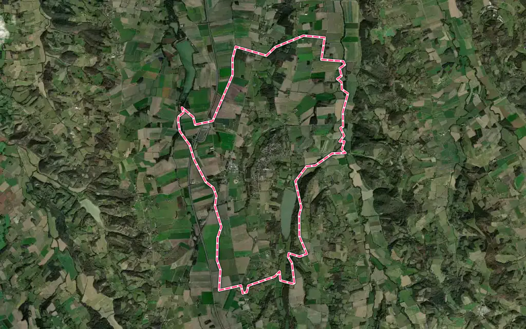 Vue satellite de Garlin avec ses contours administratifs