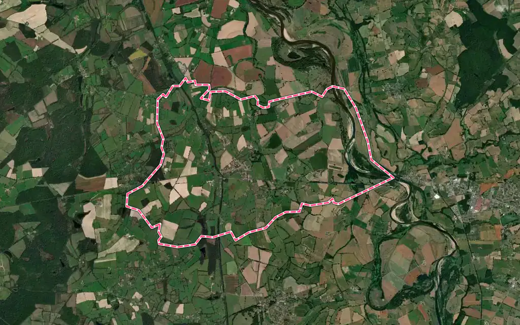 Vue satellite de Garnat-sur-Engièvre avec ses contours administratifs
