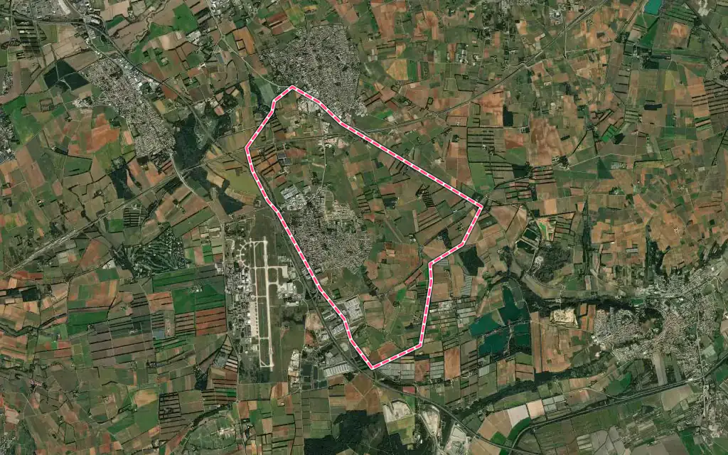 Vue satellite de Garons avec ses contours administratifs