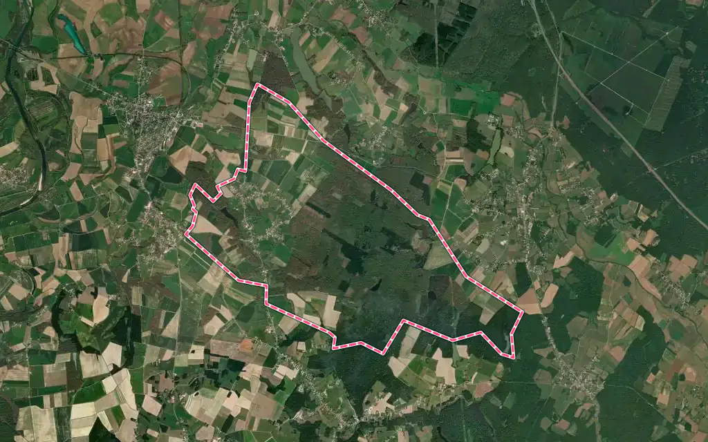 Vue satellite de Gatey avec ses contours administratifs