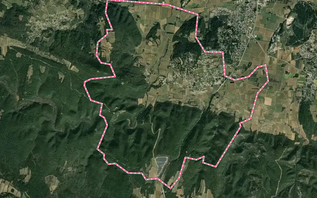 Vue satellite de Gaujac avec ses contours administratifs
