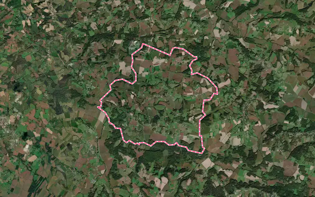 Vue satellite de Gaujacq avec ses contours administratifs