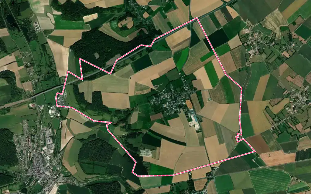 Vue satellite de Gauville avec ses contours administratifs