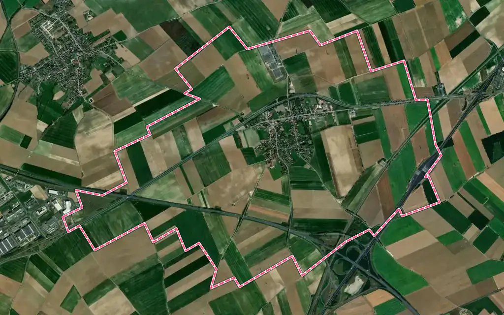 Vue satellite de Gavrelle avec ses contours administratifs