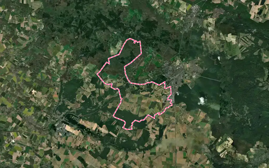 Vue satellite de Gazeran avec ses contours administratifs