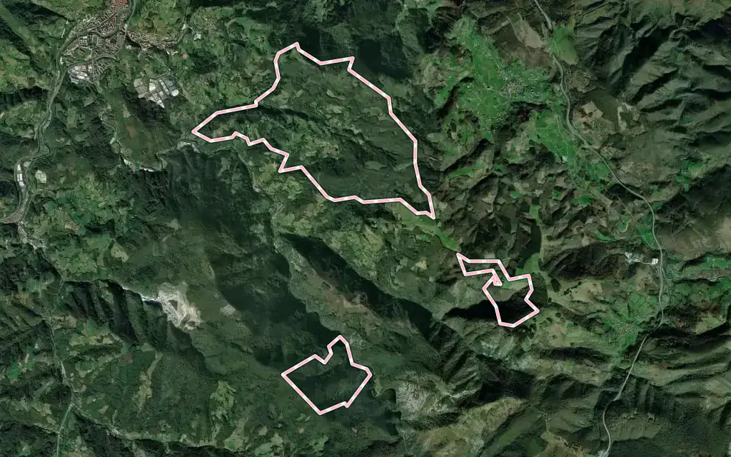 Vista satélite de Gaztelu con su contorno administrativo