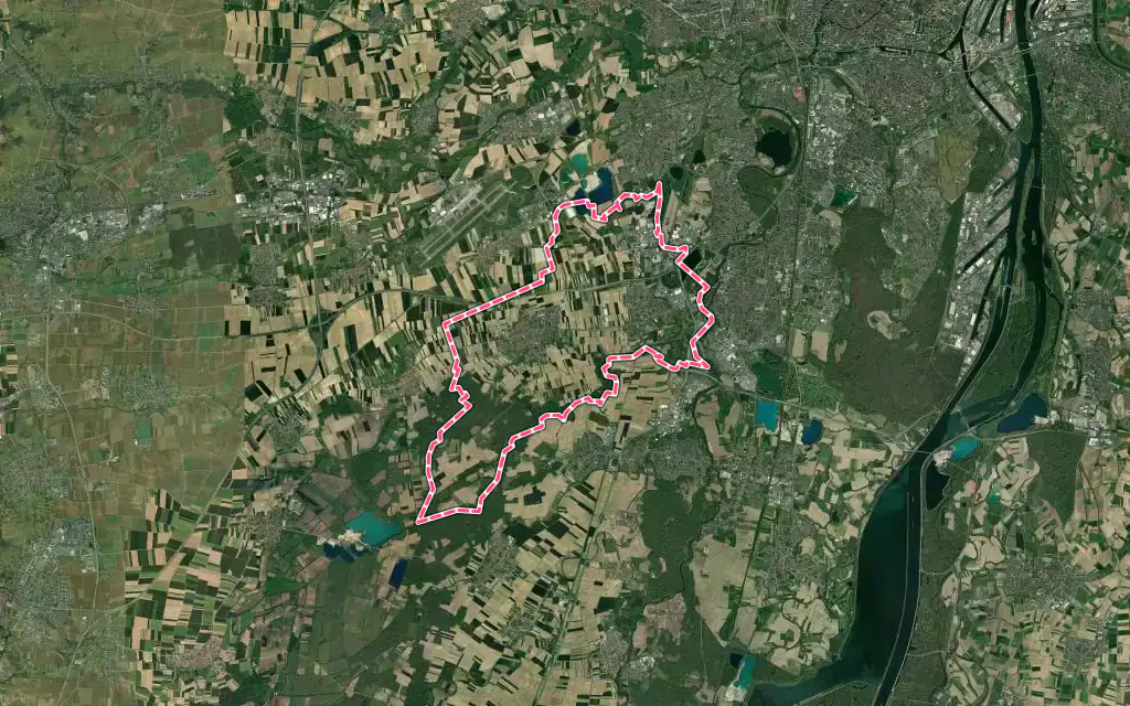 Vue satellite de Geispolsheim avec ses contours administratifs