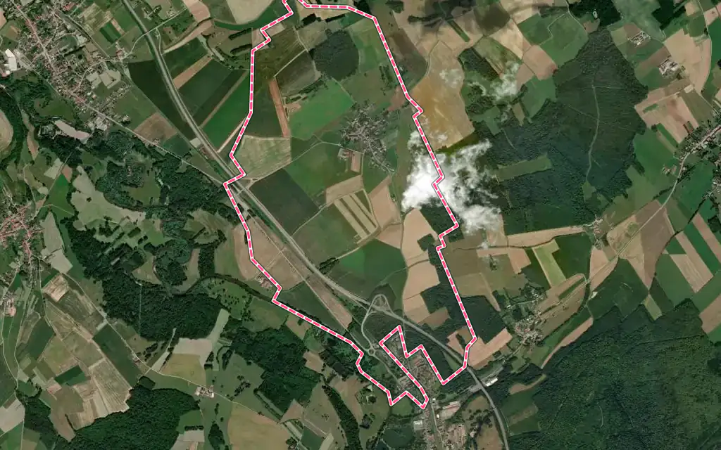 Vue satellite de Gélacourt avec ses contours administratifs