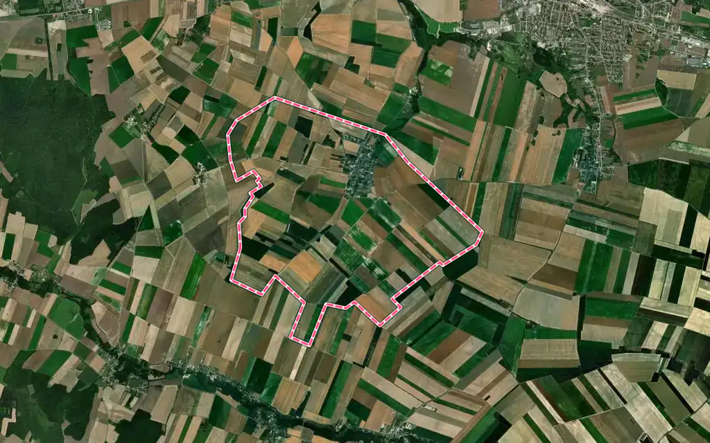 Vue satellite de Gélannes avec ses contours administratifs