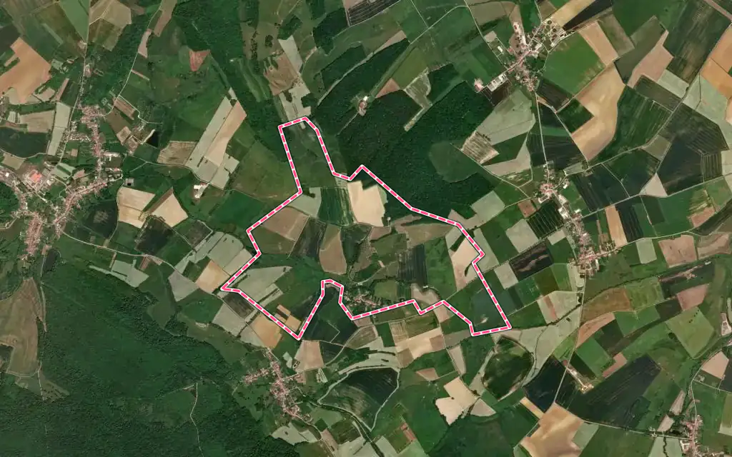 Vue satellite de Gélaucourt avec ses contours administratifs