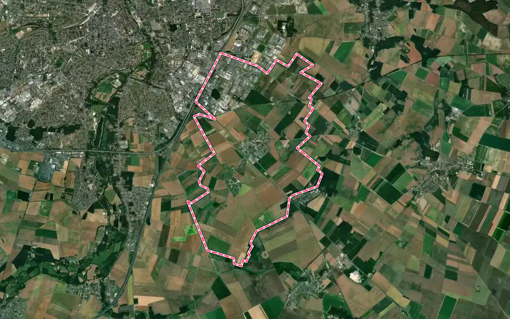 Vue satellite de Gellainville avec ses contours administratifs