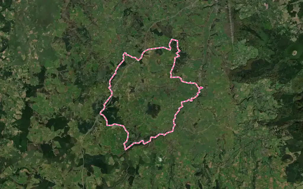 Vue satellite de Gelles avec ses contours administratifs