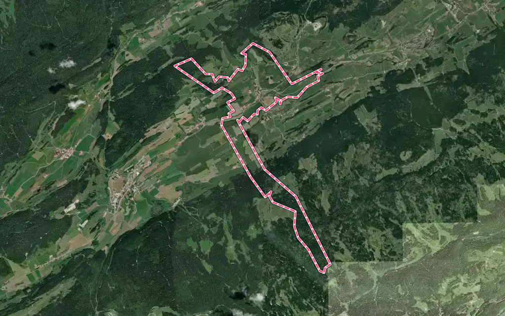 Vue satellite de Gellin avec ses contours administratifs