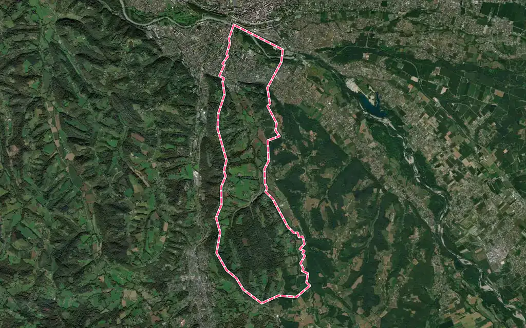 Vue satellite de Gelos avec ses contours administratifs