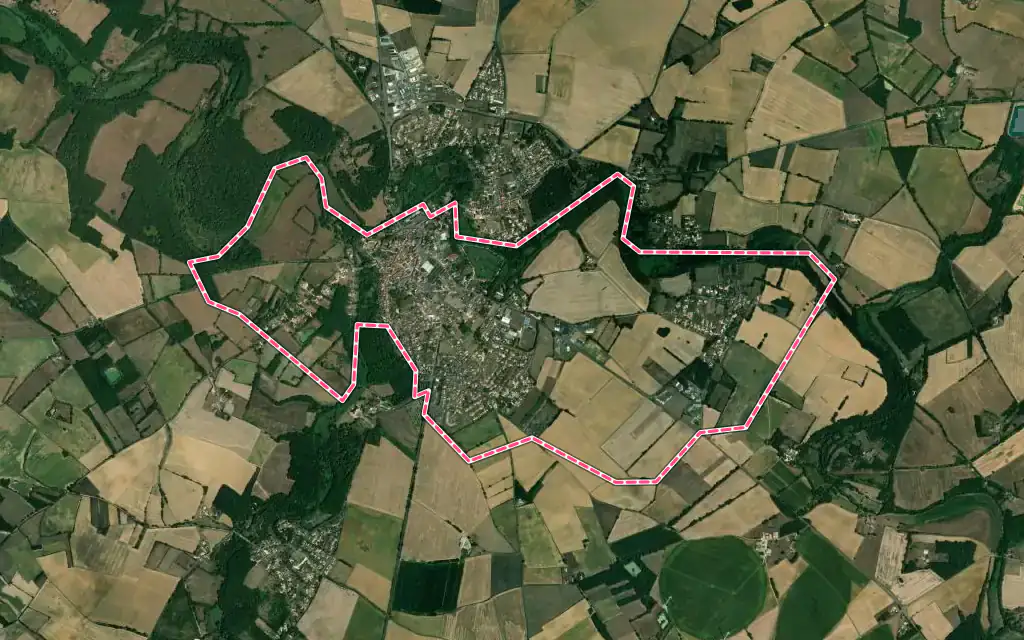Vue satellite de Gençay avec ses contours administratifs