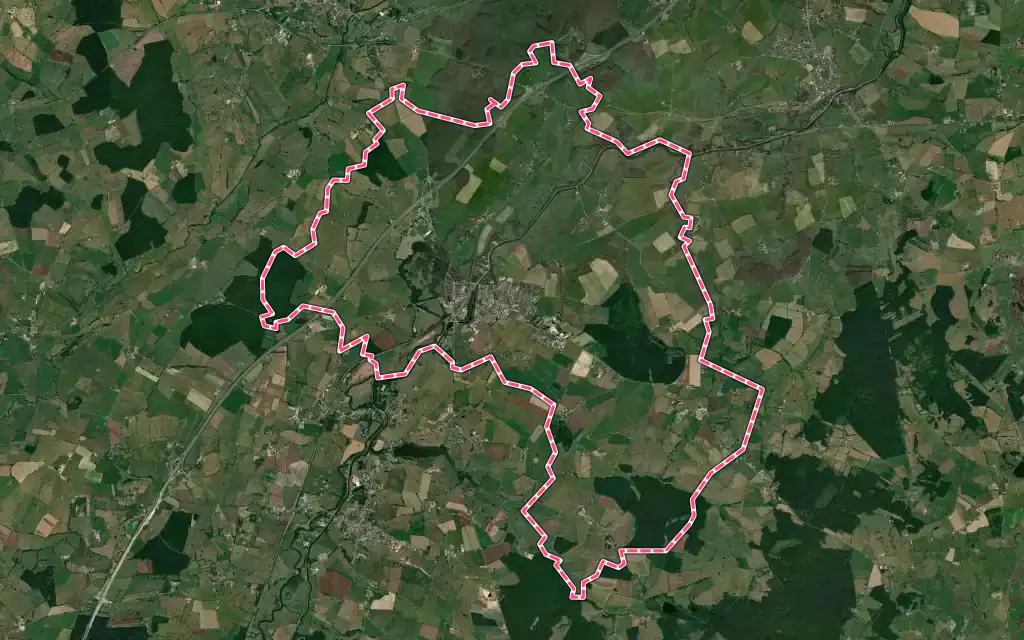 Vue satellite de Génelard avec ses contours administratifs