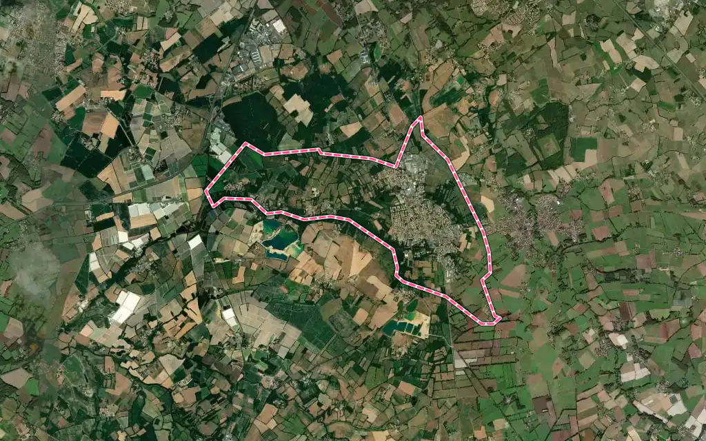 Vue satellite de Geneston avec ses contours administratifs