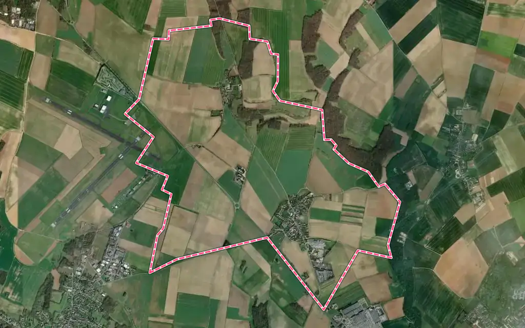 Vue satellite de Génicourt avec ses contours administratifs