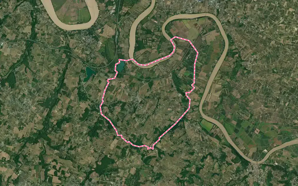 Vue satellite de Génissac avec ses contours administratifs