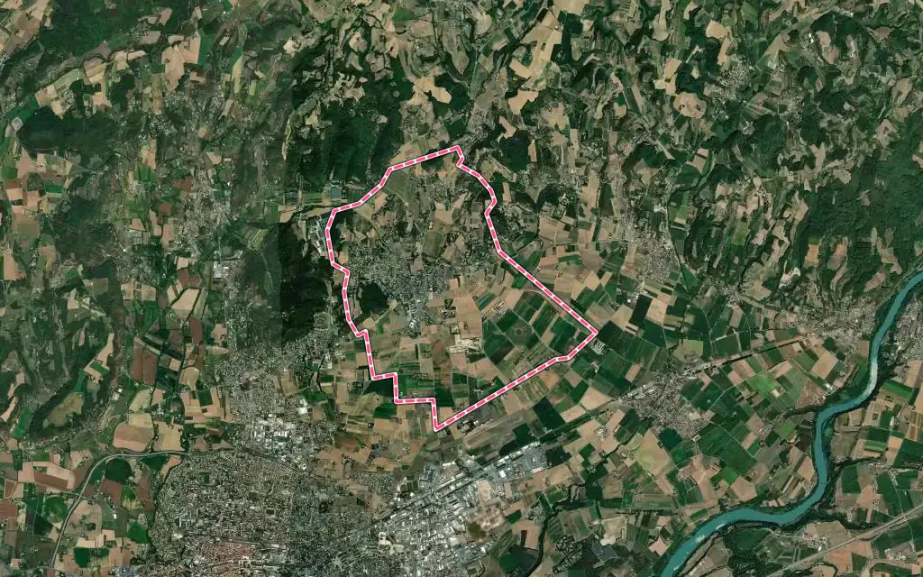 Vue satellite de Génissieux avec ses contours administratifs
