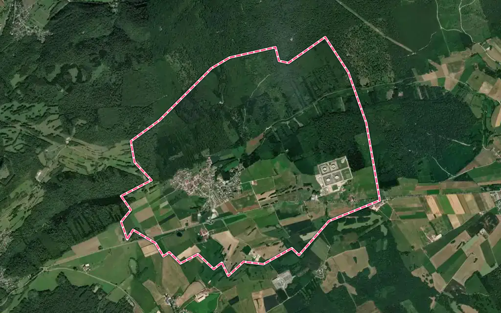 Vue satellite de Gennes avec ses contours administratifs